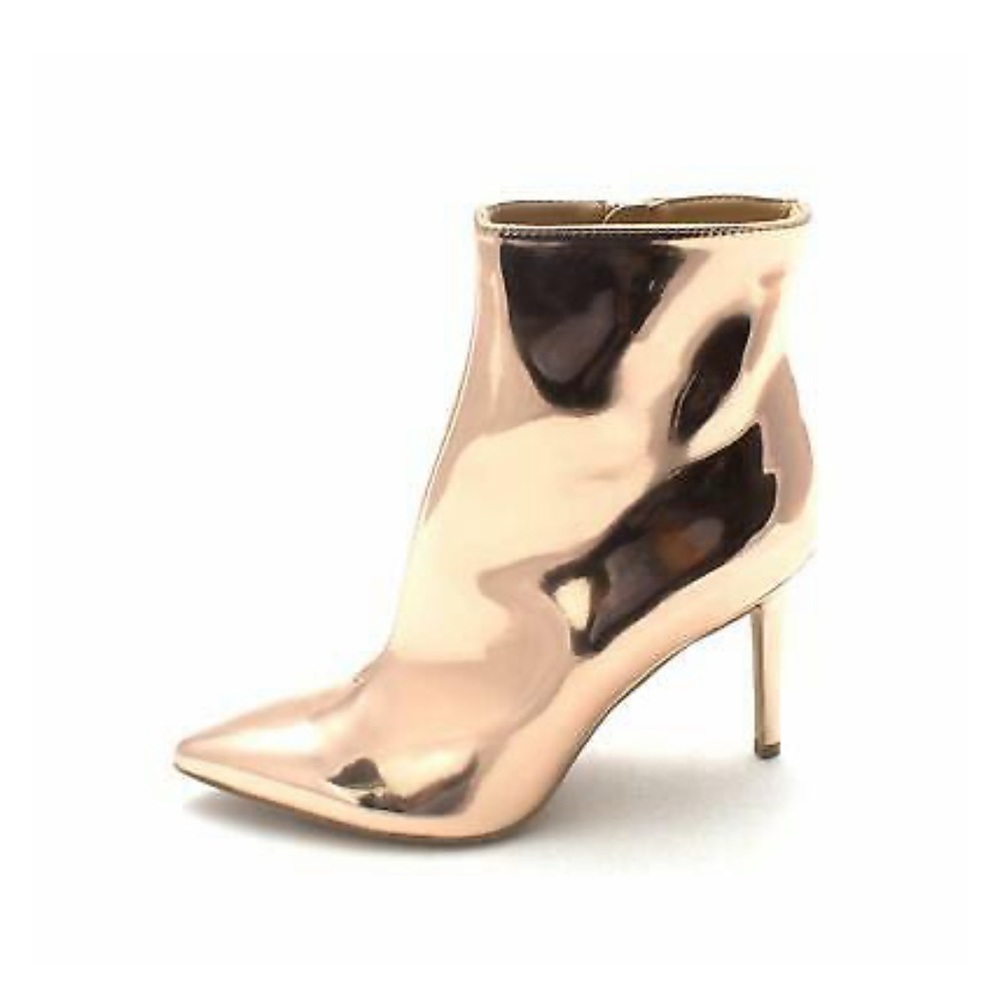 Thalia reflection rose gold booties.